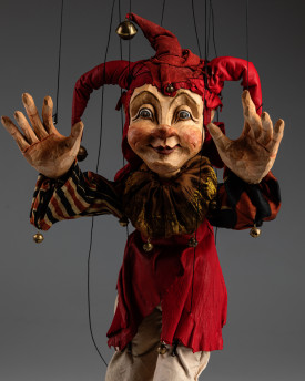 Lester The Jester - Marionnette en bois sculptée à la main