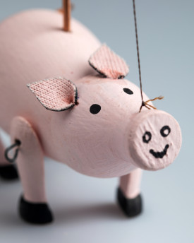 Cochon - Mini marionnette en bois