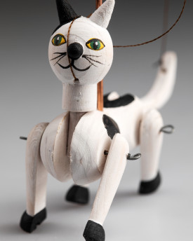 Chat - Mini marionnette en bois