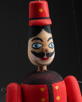 Soldat en rouge - Mini marionnette en bois