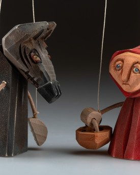 Cappuccetto Rosso - Marionetta in Legno Scolpita a Mano