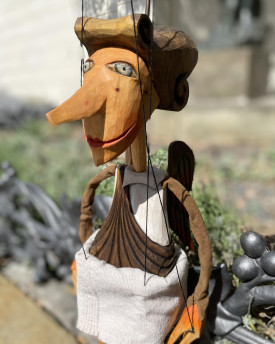 Anděl - Originální ručně vyřezávaná dřevěná marioneta