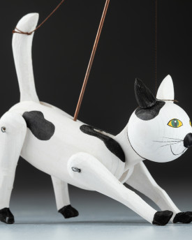 Chat - Mini marionnette en bois
