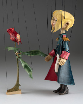 Il Piccolo Principe e la Rosa – Marionetta in legno intagliata a mano