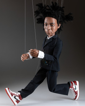 Jean-Michel Basquiat – 60 cm maßgefertigte Porträt-Marionette mit beweglichen Augen und Mund