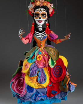 Mexikanische Santa Muerta Tänzerin – Maßgefertigte Marionette, 20 Zoll hoch