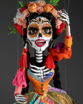 Mexikanische Santa Muerta Tänzerin – Maßgefertigte Marionette, 20 Zoll hoch