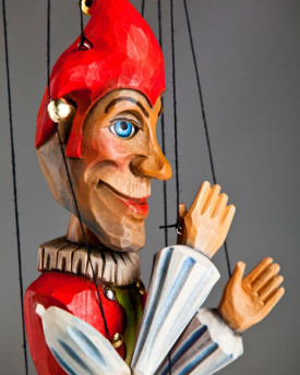 Kasperle "Jester" Junior Marionette handgeschnitzt aus Lindenholz