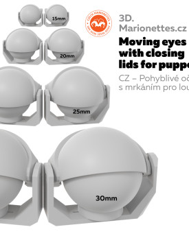 Ojos que giran hacia los lados con párpados móviles para títeres. Ver. 2.0