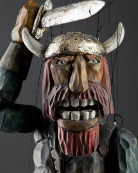 Superbe marionnette viking sculptée à la main (Scandinavie)