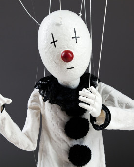 Marionetta Pierrot con viso da Clown